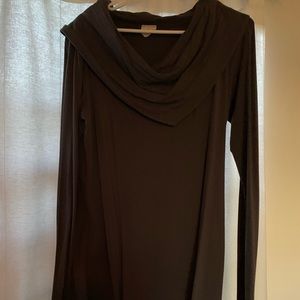 Long Sleeve Gray Yoga Dress with Wide Neck